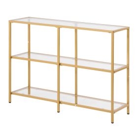 3-Tier Glass Console Table, Modern Rectangle Sofa Side Table with Tempered Glass Top and Iron Legs