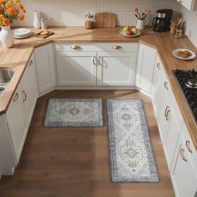 Kitchen Mats for Floor, 2PCS Kitchen Rugs Non Slip Washable, Waterproof Anti Fatigue Mat, Comfort Standing Runner Rug for Sink, Office, Laundry,