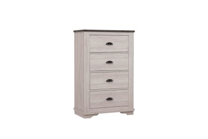 1pc Contemporary Four Drawers Chest Bed Side Cabinet Wooden Furniture Rustic Chalk Gray Color