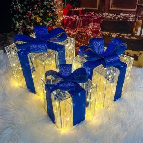 Christmas Decorations, Set of 3 Christmas Lighted Gift Boxes 140 LED Light up Present Ornament for Tree Indoor Outdoor Yard Holiday Door,Warm Whi