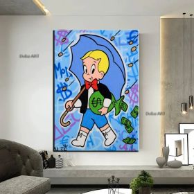 Hand Painted Canvas Richie Rich Monopoly;  Oil Painting;  Hand Painted;  Graffiti;  pop art;  wall art;  street art;  home decor;  Gift Living Ro (size: 150x220cm)