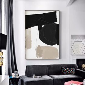 WAModern Neutral Abstract Gallery Wall Art Figure Wall Art Modern Abstract Art Black Beige Japandi Hand Painted Oil Painting (Style: 01, size: 140x210cm)
