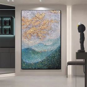 Handmade Hand Painted Oil Painting On Canvas Wall Art Gold Green Mountain Living Room Hallway Bedroom Luxurious Decorative Painting (Style: 01, size: 50x70cm)