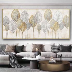 Handmade Oil Painting Abstract Gold Leaf Oil Painting On Canvas Original Modern Gold Foil Texture Acrylic Painting Living room Large Wall Art Hom (Style: 01, size: 50x100cm)