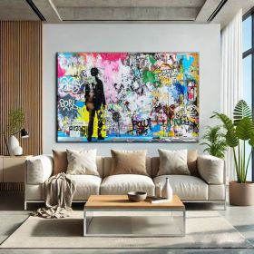 Frame TV Art Graffiti Street Art  Banksy  Mr Brainwash  Urban Street Art For TV  Urban Art  Frame TV Art  Banksy Hand Painted Oil Painting  Spray (Style: 01, size: 50x70cm)