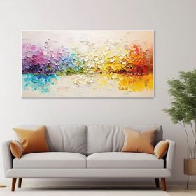 Abstract Colorful Forest Landscape Painting Soft Colorful Texture Wall Art 3D Hand Palette Knife Painting Impressionist Art Minimalist (Style: 01, size: 60x120cm)