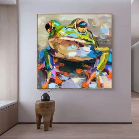 Tree Frog Original Oli Painting Animal Impasto Artwork Toad Oil Wall Art Decor Gifts for Her (Style: 01, size: 160x160cm)